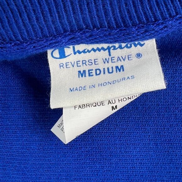 New Champion Men Blue Sweatshirt Crew Neck Fleece Pullover Yellow Logo US M - Picture 8 of 9